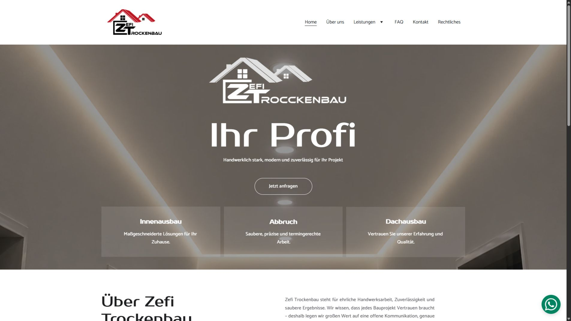 Bildschirmaufnahme: Zefi Trockenbau